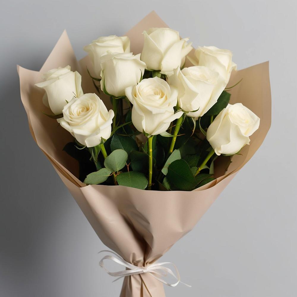 Букет 9 Белых роз Эдлесс Лав в Белиджи