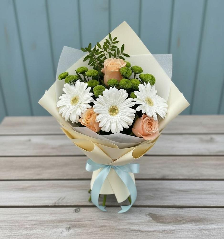Букет цветов из: Герберы, Розы и Хризантемы в Белиджи