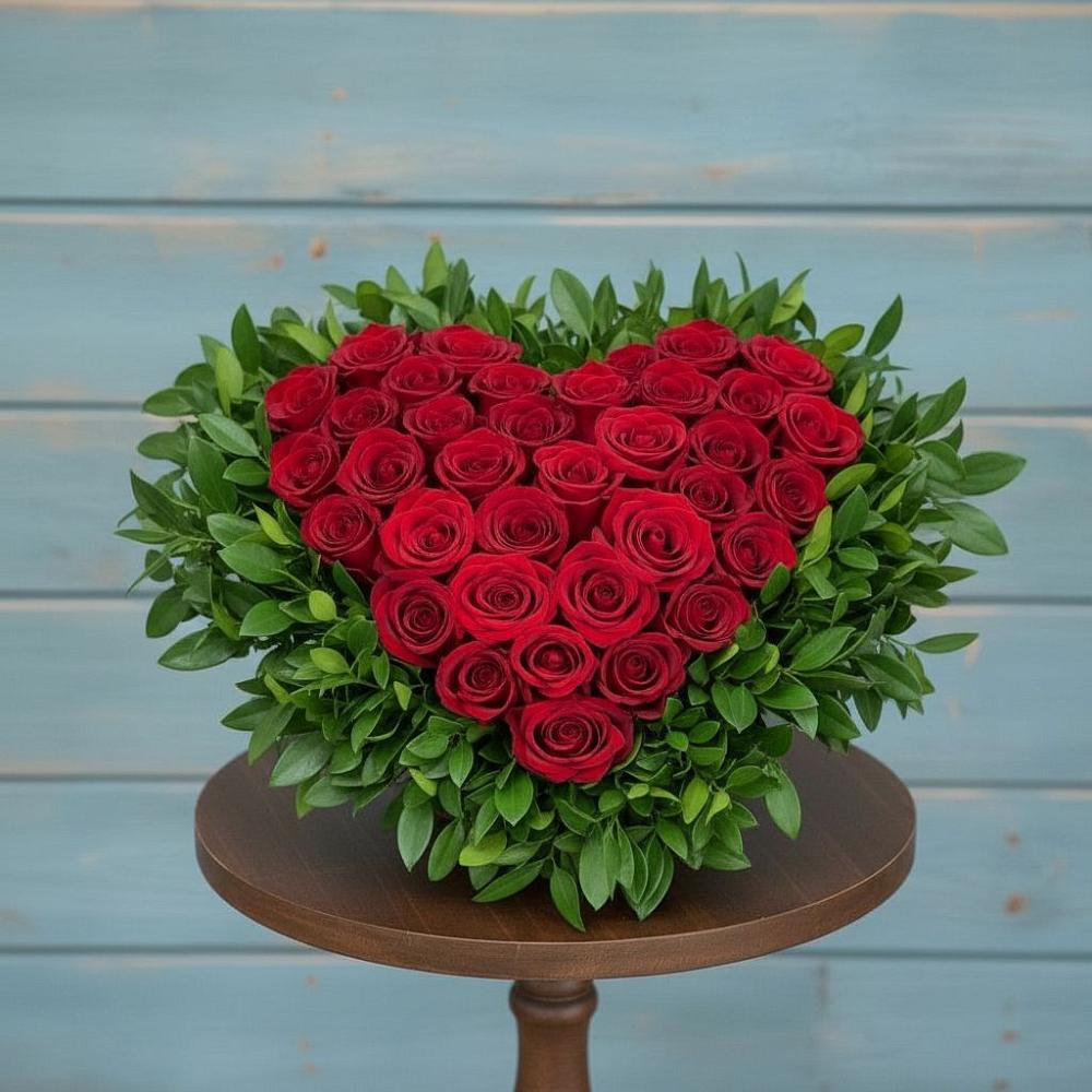 Цветочная композиция из Розы в виде сердца в Белиджи