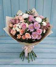 Букет цветов из:  Хризантемы, Розы и Альстромерии в Белиджи