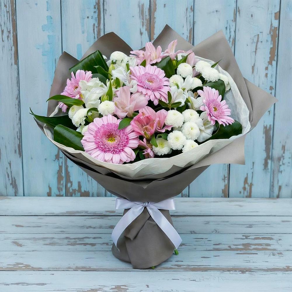 Букет цветов из: Герберы, Альстромерии и Хризантемы в Белиджи