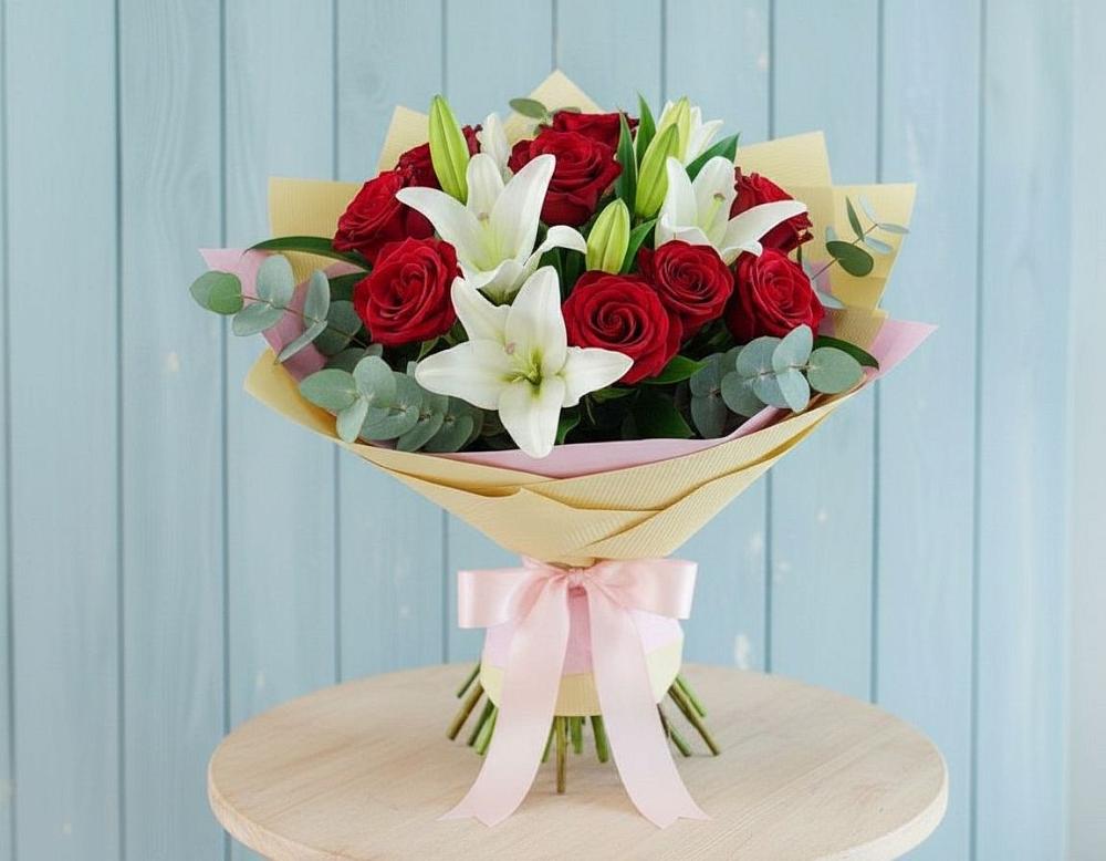Букет цветов из: Лилии и Розы в Белиджи